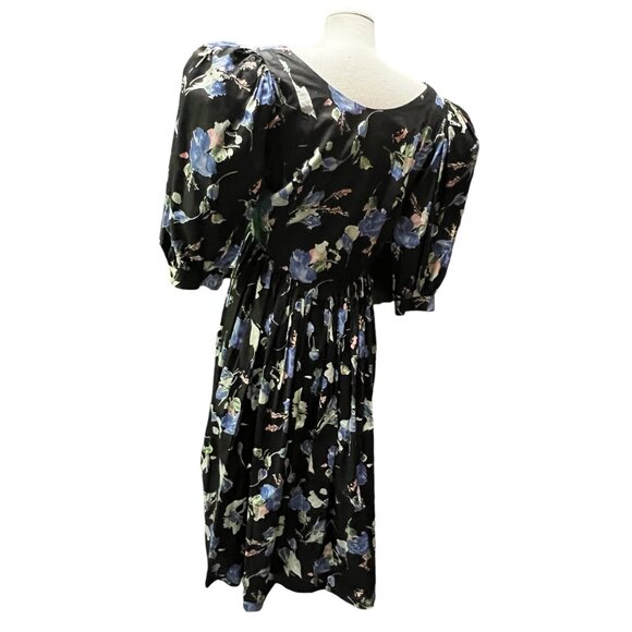 Vintage Handmade Eighties Cottage Core V Neck Balloon Sleeve Dress Sz Large Wome - Picture 9 of 16